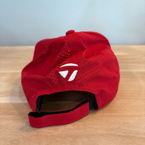 Red Taylor Made Adjustable Men's One Size Sport Golf Breathable Athletic Hat - Picture 4 of 5
